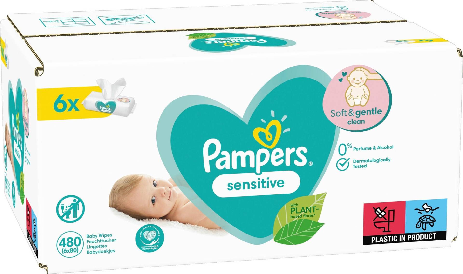 Pampers Sensitive Baby Wipes Big 6x80-p von Pampers