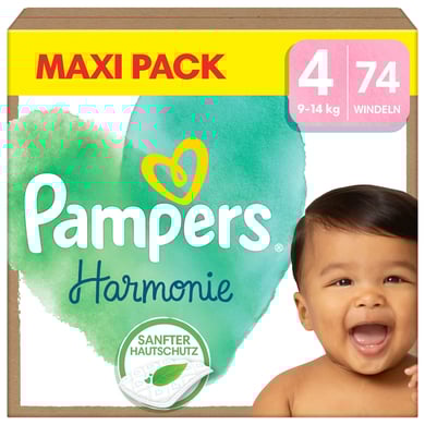 Pampers Windeln Harmonie Gr. 4 Maxi, 9-14 kg, Maxi Pack (1x 74 Windeln) von Pampers