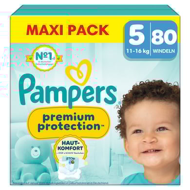 Pampers Windeln Premium Protection, Gr.5 Junior 11-16kg, Maxi Pack (1x 80 Windeln) von Pampers
