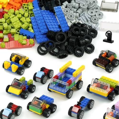 Achsen mit Rädern und Classic Bausteine Set, Räder Windschutzscheiben und Lenkräder Klein Teile, Baubare Spielzeug-Autos für Kinder, Jungs und Mädchen Achsen mit Rädern und Classic Bausteine Set, Räder Windschutzscheiben und Lenkräder Klein Teile, Baubare Spielzeug-Autos für Kinder, Jungs und Mädchen von Pamvava