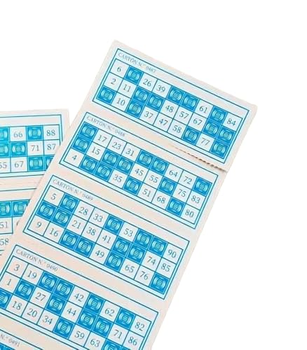 Pandiui23 600 traditionelle Bingo-Kartons mit 90 Kugeln, Bingo-Karton (blau) von Pandiui23