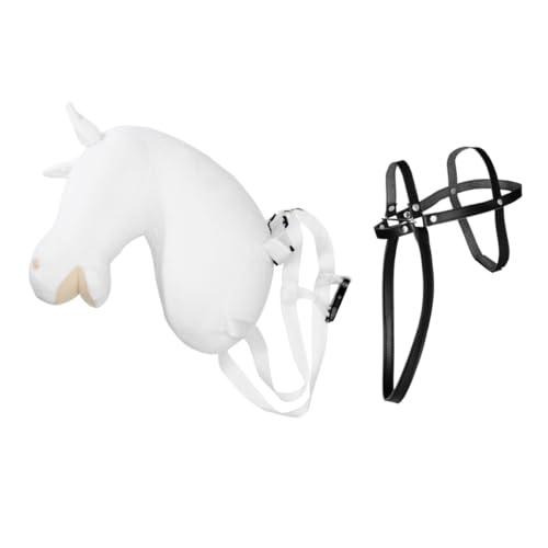 Panduro Hobby Horse - Tragbares Steckenpferd mit Schulterriemen und Kunstleder-Zaumzeug – Länge ab Brust 29 cm - Weiches und kreatives Spielzeugpferd ohne Stab – Weiß von Panduro