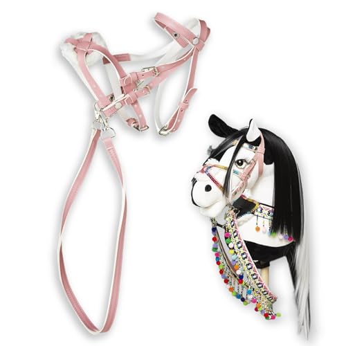 Panduro Hobby Horse Zubehör, Bollard und Grackle-Zaumzeug für Steckenpferde, verstellbar, stilvolle Dekoration für Hobbypferde – Rosa von Panduro