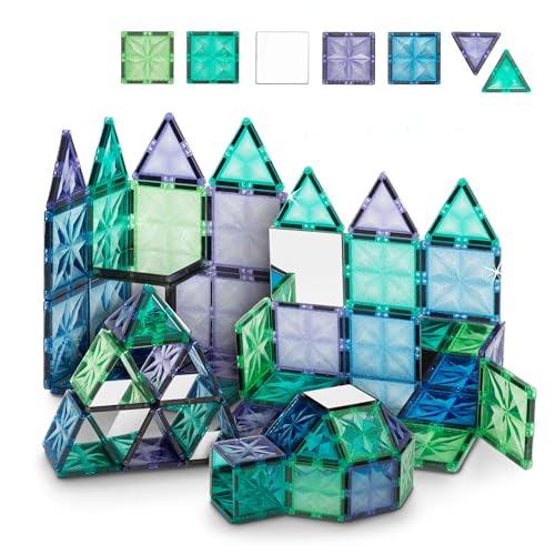 Panduro Magnetic Tiles – 20-teiliges Glitzer- & Spiegel-Set – Magnetische Bausteine für Kinder – Kreatives STEM-Spielzeug – Kompatibel Sets von Panduro