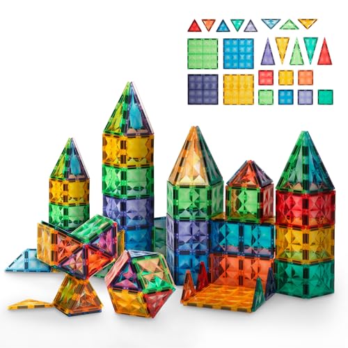 Panduro Magnetic Tiles Mega-Kit – 100 Magnetische Bausteine in Verschiedenen Formen – Kreatives STEM-Spielzeug für Kinder – Kompatibel Sets von Panduro
