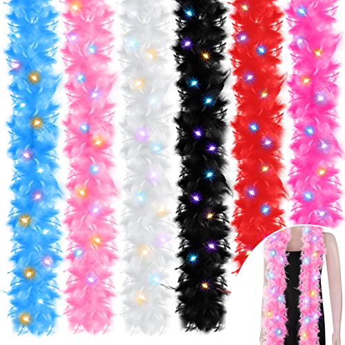 12 Stück Federboas, 2 Yard, 38 Gramm, bunte LED-Lichter, Boas, flauschige Federschal für DIY, Cosplay, Handwerk, Frauen, Kleid, Kostüm, Weihnachten, Geburtstag, Party, Tanzkostüm von Panelee