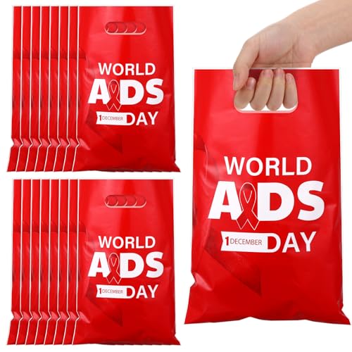 Panelee 100 Stück Aids-Bewusstseins-Plastiktüten mit Griff, rote Schleife, Bewusstseins-Geschenktüten, Aids-Tages-Leckerli-Taschen für Party, Kampagne, Unterstützung, Gastgeschenke, Dekoration Panelee 100 Stück Aids-Bewusstseins-Plastiktüten mit Griff, rote Schleife, Bewusstseins-Geschenktüten, Aids-Tages-Leckerli-Taschen für Party, Kampagne, Unterstützung, Gastgeschenke, Dekoration von Panelee
