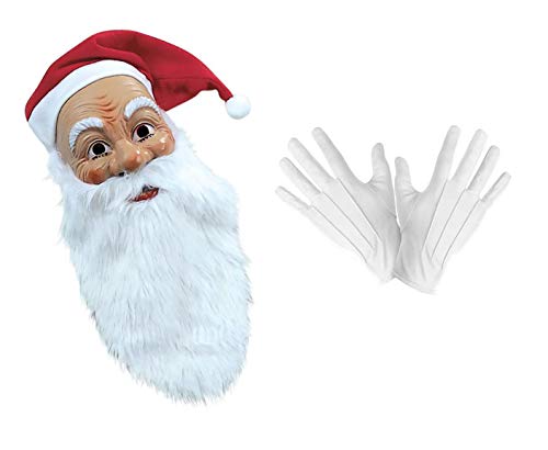 Panelize Nikolaus Nikolausmaske mit Bart Mütze + Handschuhe Weihnachtsmann Santa Claus-Maske von Panelize