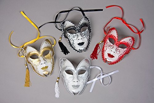 Panelize Venezianische Maske Glittermaske Pierrot Harlekin schwarz, rot oder Gold (rot) von Panelize