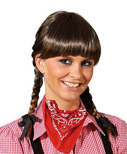 Panelize Zopfperücke Größenverstellbar braun Lena Oktoberfest Wilder Westen Cowgirl mit Halstuch Top Qualität von Panelize