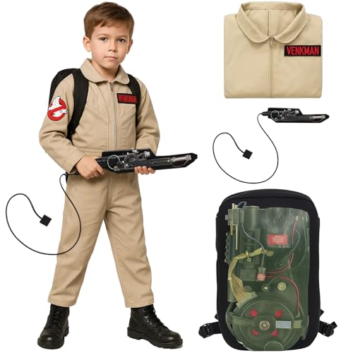 PangWuu 2 Geisterjäger Venkman Halloween-Kostüm, 1984 Kostüm für Kinder, Kostüme für Kinder ab 3 Jahren, Overall für Jungen und Mädchen und klassischer Protonenrucksack, Halloween Kostüm von PangWuu