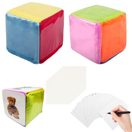 PangWuu 42 Schaumstoffwürfel Set, Würfel mit Einstecktaschen, Große Schaumstoffwürfel für Kinder, DIY Education Spielzeug, 2 Würfel und 40 Blätter für Kindergarten und Vorschule von PangWuu