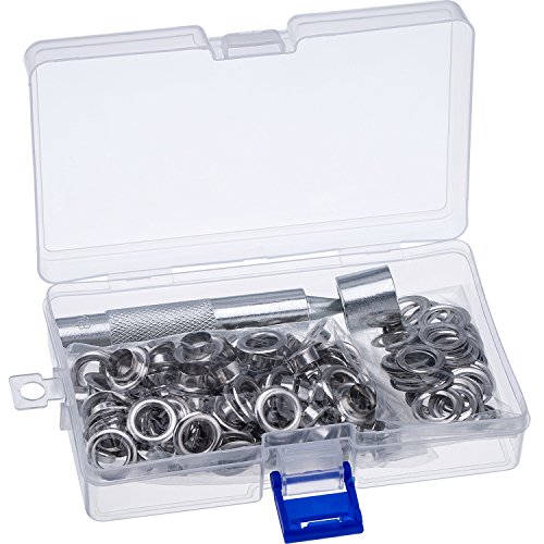 Grommet Werkzeug Kit, Grommet Einstell Werkzeug und 100 Sets Grommet Ösen mit Aufbewahrungsbox (2/5 Zoll Innen Durchmesser)) von Pangda
