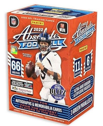 2022 Panini Absolute NFL Football Blaster Box - Look for Kaboom! & Explosive Inserts - 6 Packungen pro Box - 11 Karten pro Packung - 66 Sammelkarten pro Box von Panini