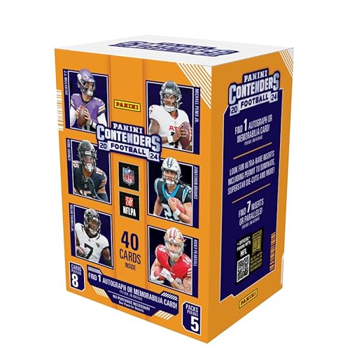 2024-25 Panini Contenders NFL-Fußball-Blaster-Box, offizielle Sammelkarten, enthält Blaster-exklusive Parallels, Rookie-Tickets & Einsätze, versiegelte Einzelhandelsbox von Panini
