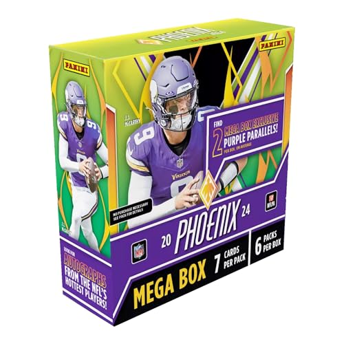 2024-25 Panini Phoenix NFL-Fußball-Mega-Box, exklusiv für den Einzelhandel, 42 Karten, Color Blast Parallels, Rookie-Karten, offizielle Sammelkarten von Panini