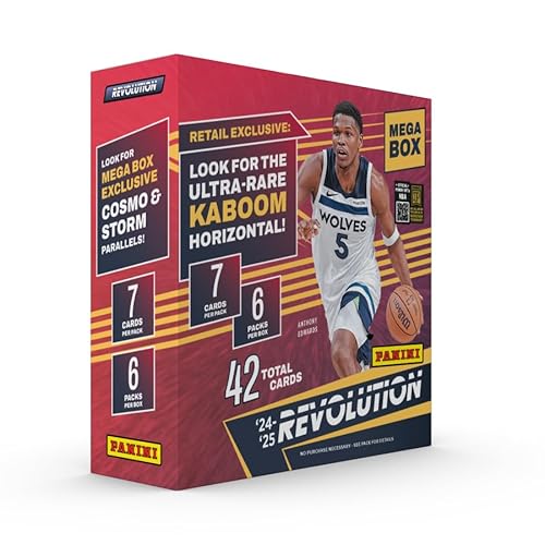 2024-25 Panini Revolution, NBA-Basketball-Mega-Box, offizielle NBA-Sammelkarten, Mega-Box, exklusive Parallelen, Einsätze & Rookie-Karten – Panini Einzelhandelsset von Panini