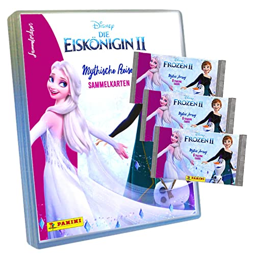 Disney Die Eiskönigin 2 - Karten Trading Cards - Frozen 2 Mythische Reise (2023) - 1 Sammelmappe + 3 Booster Sammelkarten von Panini