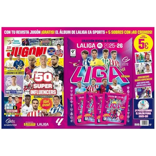 La Liga Veröffentlichungsset 2025-2026, LaLiga EA Sports Album, mit 5 Umschlägen (40 Karten), Spielmagazin, offizielle Panini-Sammelkarte, Geschenk von Panini