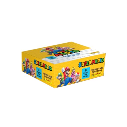 Panini 13385 Super Mario Trading Cards Box mit 18 Hüllen (8 Karten) Stickertüte, Mehrfarbig, OneSize von Panini