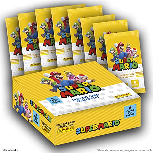 Panini 13385 Super Mario Trading Cards Box mit 18 Hüllen (8 Karten) Stickertüte, Mehrfarbig, OneSize von Panini
