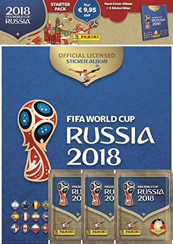 Panini 709951 Soccer International FIFA World Cup Russia 2018" Sammelsticker Starterset, Hardcoveralbum und 3 Booster von Panini