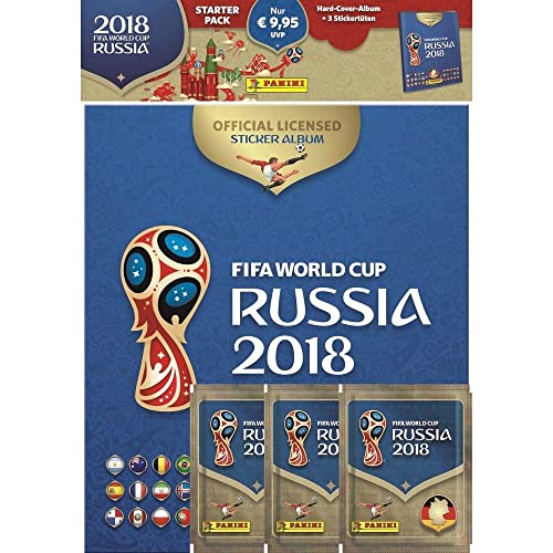 Panini 709951 FIFA World Cup Russland 2018 Sammelsticker Starter Set, Hard Cover Album und 3 Booster von Panini