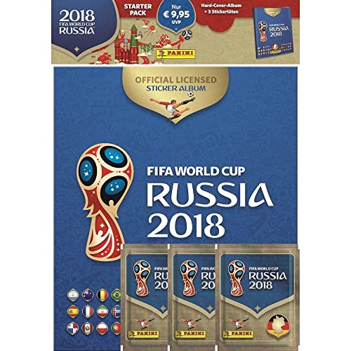 Panini 709951 Soccer International FIFA World Cup Russia 2018" Sammelsticker Starterset, Hardcoveralbum und 3 Booster von Panini