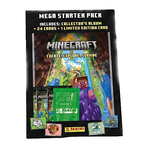 Panini Minecraft Trading Cards 3-Create, Explore, Survive Starter Pack, 004734SPAFGD von Panini
