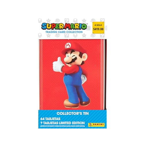 Panini Super Mario TC Metalldose mit 8 Fächern und 3 EL-Karten, Rot/Weiß/Grün, 004310TINF, Rot Oder Weiß Oder Grün von Panini