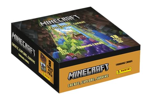 Panini Survive Minecraft Trading Cards 3 – Create, Explore, Survival, Box mit 18 Hüllen von Panini