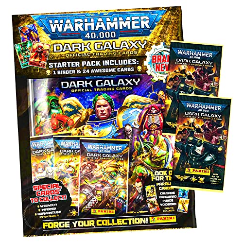 Panini Warhammer 40.000 Dark Galaxy Karten - Sammelkarten Trading Cards (2023) - 1 Starter + 2 Booster im Bundle mit 10 STRONCARD Hüllen von Panini
