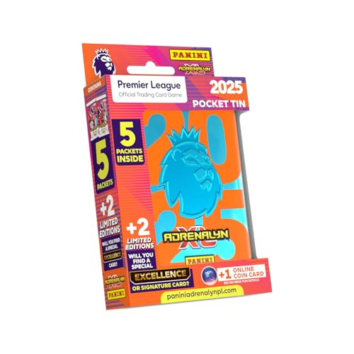 Panini Premier League 2024/25 Adrenalyn XL Sammelkarten zum Sammeln, 43 Karten, 2 limitierte Auflage, 1 Online-Münze von Panini