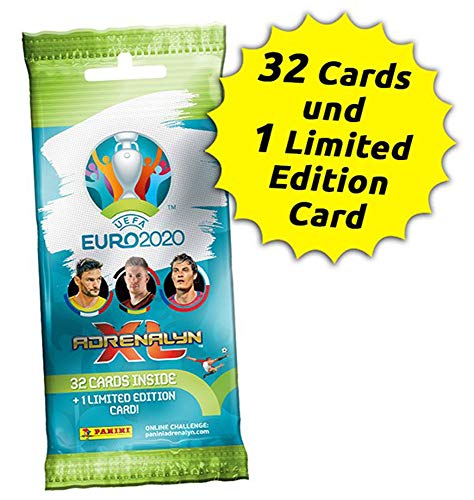 Sammelkarten Panini UEFA EURO 2020 Adrenalyn XL TC, Fat Pack, Booster mit 32 Karten und LE Card von Panini