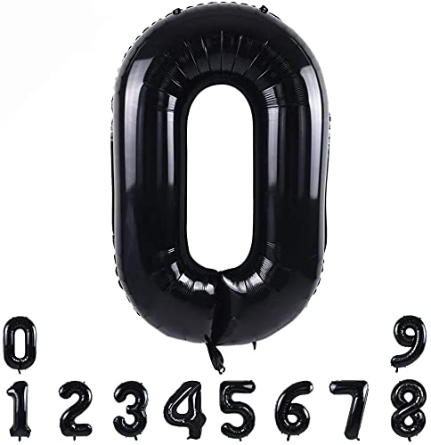 Pannu Design Folienballons, 40,6 cm groß, Zahlenfolie, Mylar-Heliumballons für Mädchen, Jungen, Geburtstag, Party, Feier, Dekoration, Jubiläumsbedarf (0, schwarz) von Pannu Design.CO.UK Celebrate Everyday