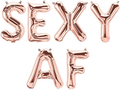 40,6 cm großer Ballon mit Aufschrift „Old AF“, für schwangere AF, Schwangere, Junge AF, Whao Belly“, Partydekoration, Luftballons UK (rotgold sexy AF Buchstabenfolienballon) von Pannu Design