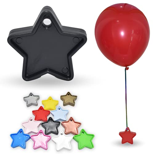 Pannu Design | Schwerlast-Gewichte in Sternform für Heliumballons | Packungen mit 5, 10 und 25 Stück | Mehrfarbige Gewichte für Geburtstagsparty-Dekoration, Babyparty und Jubiläum (10 Stück, schwarz) von Pannu Design