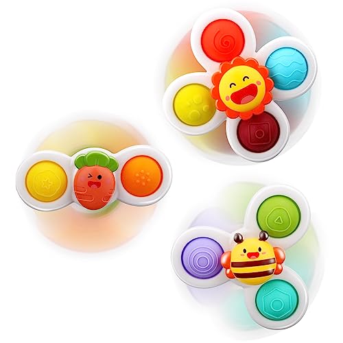 3-teiliges Saugnapf-Spinner-Spielzeug, Kreisel, Baby-Badespielzeug, Geburtstagsgeschenke für Babys für 1-jährige Jungen und Mädchen, Sensorisches Spielzeug für Kleinkinder 1–3 (Eine Sonne) von Pansy