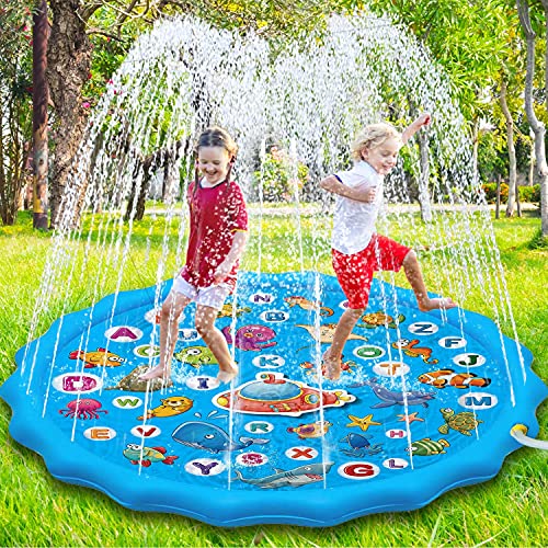 Paochocky Sommer Sprinkler Wasserspielmatte 170 cm Großes Runden Aufblasbar Splash Spielmatte Outdoor Sommer Wasserspielzeug für Familie Aktivitäten/Strand/Garten für Jungen,Mädchen,Haustiere Paochocky Sommer Sprinkler Wasserspielmatte 170 cm Großes Runden Aufblasbar Splash Spielmatte Outdoor Sommer Wasserspielzeug für Familie Aktivitäten/Strand/Garten für Jungen,Mädchen,Haustiere von Paochocky