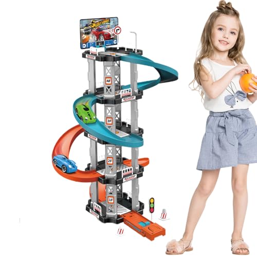 Paodduk Parkgaragenspielzeug, Garagenspielzeug - Rennbahn-Spielzeugspielset mit Garage und Rampe | Auto-Garage-Parkspielzeug, Park-Abenteuerspaßspielzeug, Weihnachtsgeburtstagsgeschenke für Kinder von Paodduk