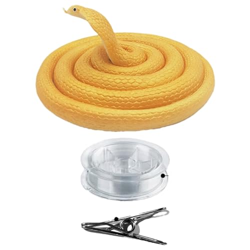 Paodduk Realistischer Schlangenstreich, Schlangenstreich mit Schnurclip - Clip-on-Schlangenstreich-Requisiten mit Schnur - Cobra-Streichspielzeug, 1,1 m, lustiger Streich für Erwachsene, necken Sie von Paodduk