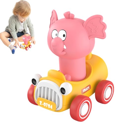 Paodduk Spielzeug zum Zurückziehen von Fahrzeugen - Cartoon-Tier-Lernspielzeug,Lustiges, süßes, lebendiges, interaktives Push & Go-Autospielzeug für Weihnachten, Geburtstag, Sommerstrand von Paodduk