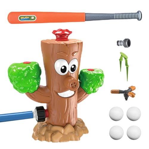 Paodduk Wassersprühsprinkler Baseball,Sprinkler Baseball,Wassersprühspielzeug im Baumstumpf-Design | 360 Grad drehbarer Sprühwassersprühsprinkler Baseball für Kinder ab 3 Jahren und Mädchen von Paodduk