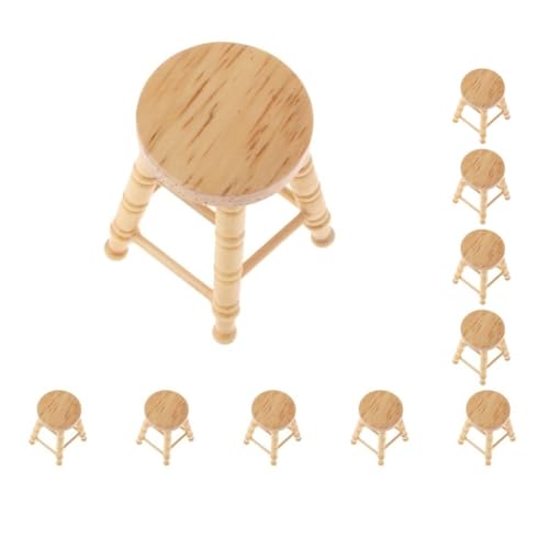 10 Set 1/12 Puppenhaus Miniaturen Möbel Holz DIY Mini Runde Hocker Modell Spielzeug von Paowsietiviity