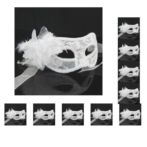 10 Set Spitze Maskerade Maske Karneval Party Augenmaske mit Blumen für Halloween weiß von Paowsietiviity