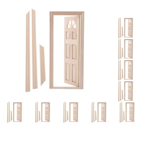10er-Set Puppenhaus-Miniatur-Holztüren, unlackiert, Maßstab 1:12 von Paowsietiviity