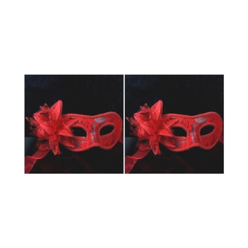 2 Set Spitze Maskerade Maske Karneval Party Augenmaske mit Blumen für Halloween rot von Paowsietiviity