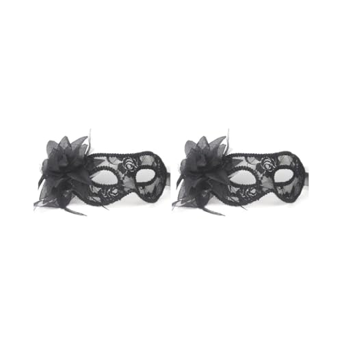 2 Set Spitze Maskerade Maske Karneval Party Augenmaske mit Blumen für Halloween schwarz von Paowsietiviity