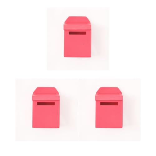 3 Set 1/12 Holz Briefkasten mit Aufkleber Puppenhaus Miniatur Feengarten Dekor Rose Rot Fuchsia von Paowsietiviity