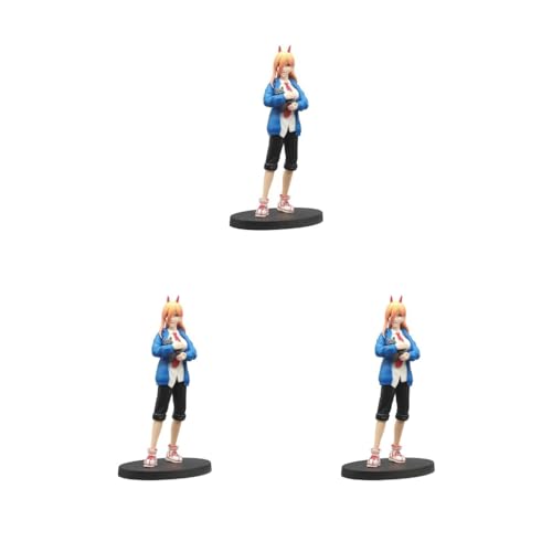3 Set Figur handbemalte Sammlung Ornament für Desktop, hellblau, 11,5 x 8,5 x 18,5 cm von Paowsietiviity